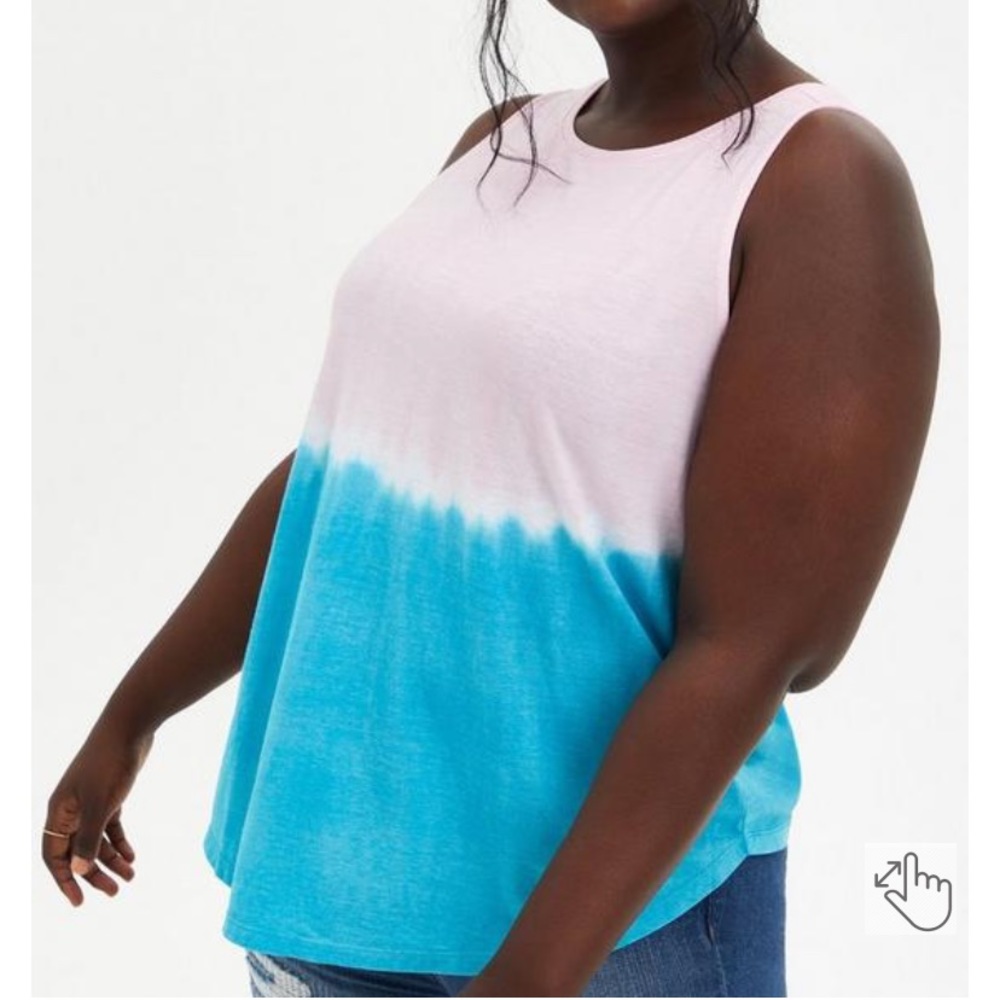 Torrid Pink and Blue Dip Dye Classic Fit Heritage Slub Crew Neck Tank